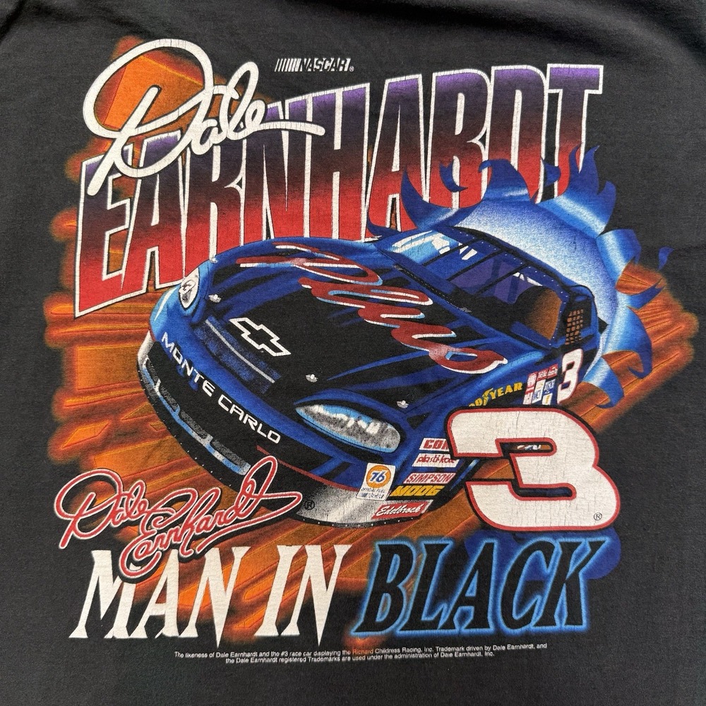 Vintage NASCAR Dale Earnhardt #3 Man In Black T-shirt Size XL Med 90's - Picture 2 of 9